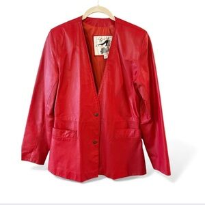 Vintage Red Tango Argentina by Luis Alvear Snap Button Leather Jacket Size M